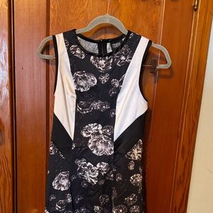 Floral Black and White Sleeveless Dress